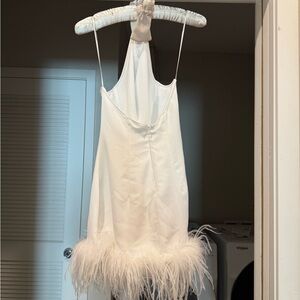 Amanda Uprichard Feather Trim Dress